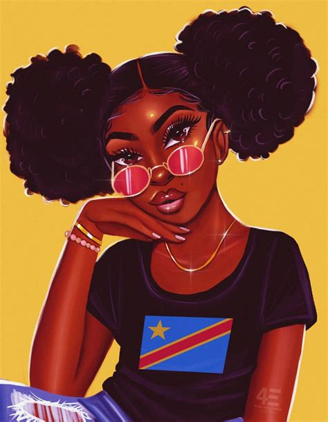 Congolese Babe Yellow Mini Art Print By 4everestherr Drawings Of Black Girls Black Girl Art