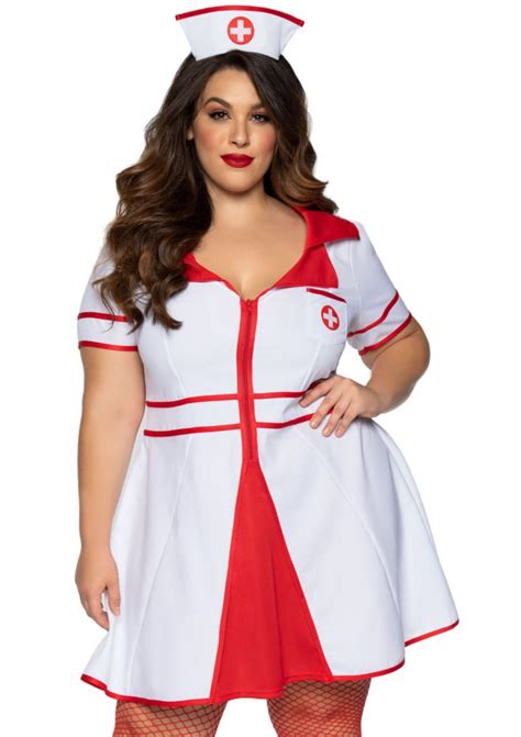 Hospital Honey Nurse Plus Size Costume Plus Size Costume Mini Dress Hot Plus Dresses
