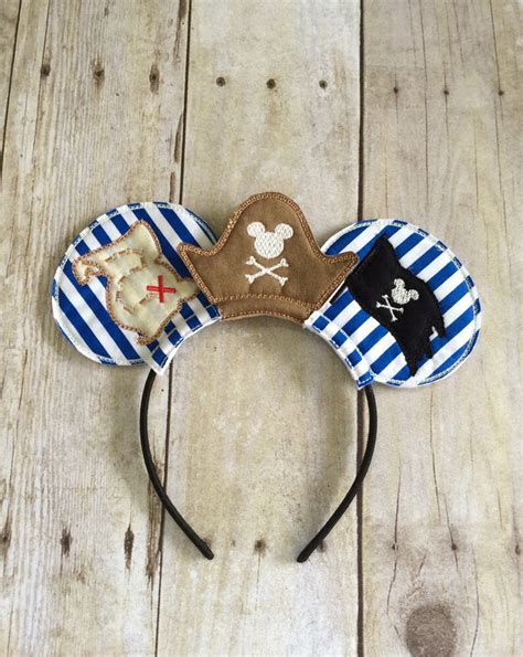 mickey pirate mouse ears pirate hat royal blue and white etsy