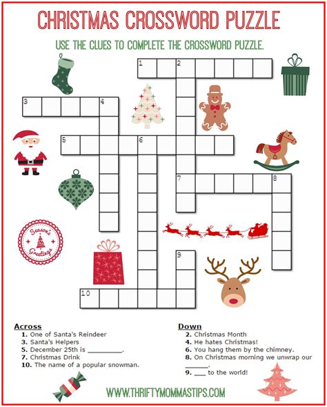This area features many phonics printable activities from our kiz phonics® course. Christmas Crossword Puzzle Printable - Thrifty Momma's Tips