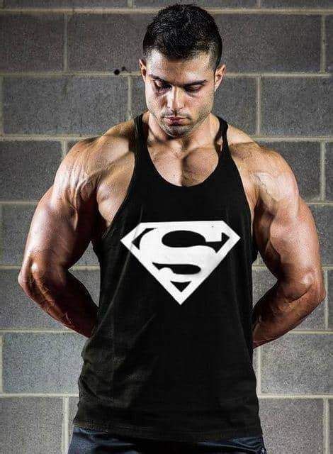 Superman Workout Stringer Black Bodybuilding Tank Top Superman