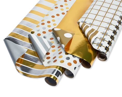 American Greetings Christmas Reversible Wrapping Paper Gold And Silver