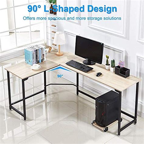 Teraves Modern L Shaped Desk Corner Computer Desk Workstation Home