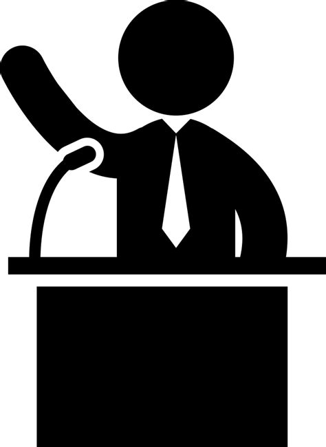 Man Talking On Business Presentation Behind A Podium With A Mic Svg Png