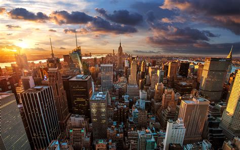 Landscape Cityscape Building Sunset Usa New York City Wallpapers