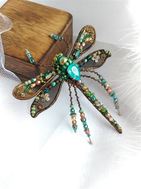 Dragonfly Bead Brooch Beetle Brooch Witch Pin In 2020 Beaded Brooch