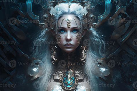 Portrait Of A Beautiful Girl Queen Of Diamonds Fantasy Dark Goddess