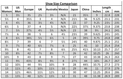 Shoe To Boot Size Chart