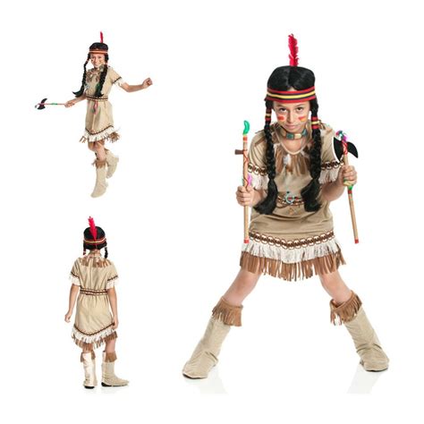 Indianer Kostüm Mädchen Kinder Indianerin Squaw Kostüm Kind 116 128 140