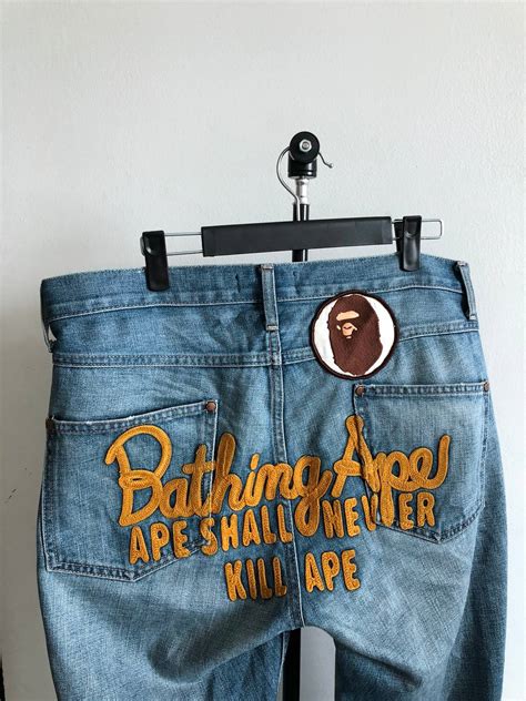 Bape Embroidery Bathing Ape Classic Denim Pants Grailed