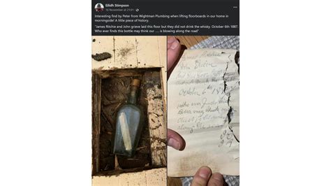 Uk Plumber Finds 135 Year Old Message In Bottle Under Floorboards