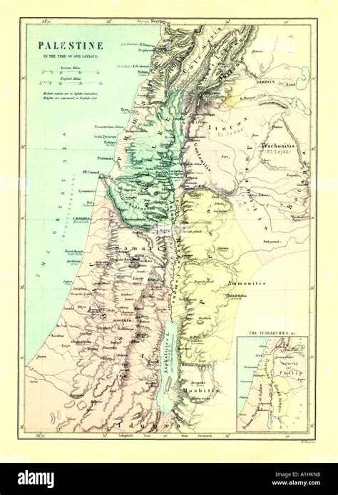Map Of Palestine From An Edition Of John Browns Self Interpreting Bible