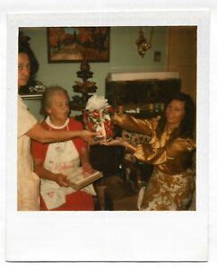 VINTAGE 70s Polaroid PHOTO Women Opening Christmas Gifts EBay