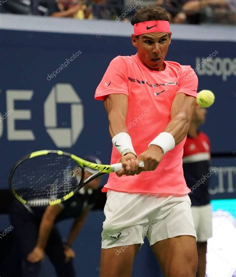 Grand Slam Champion Rafael Nadal Of Spain In Action During His Us Open