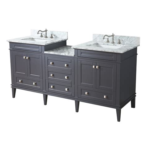 Even with the most useful storage solutions spread around the bathroom, bits and pieces will always work their way back to the surfaces surrounding the sink. KBC Eleanor 72" Double Bathroom Vanity Set & Reviews | Wayfair