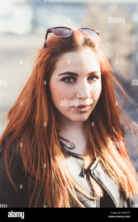 Portrait Of Red Haired Looking At Camera Stock Photo Alamy
