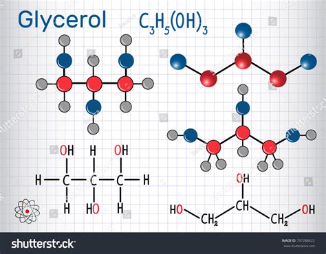 Glycerol Glycerine Molecule Structural Chemical Formula Stock Vector