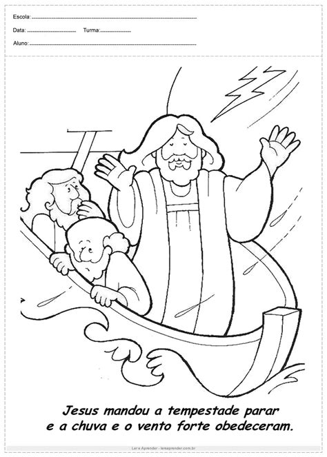 Atividade de ensino religioso Jesus no barco Páginas de colorir da