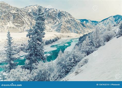 Winter Snow River In Mountains Snow Winter Mountain River Valley
