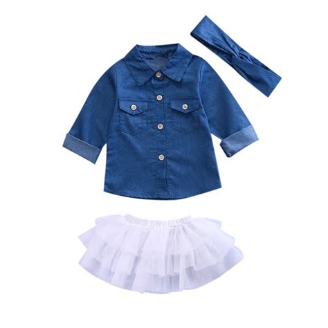 New Arrivals Toddler Kids Baby Girls Clothes Denim Tops T Shirttulle