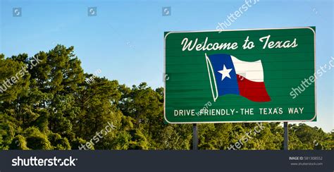 Welcome Texas Sign Panorama View Trees Stock Photo 581308552 Shutterstock