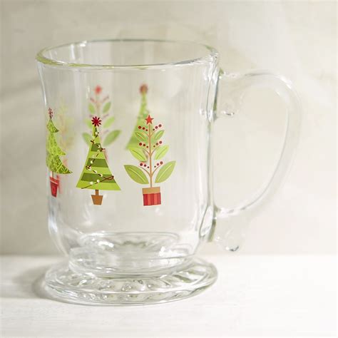 Christmas Tree Glass Mug Clear Mugs Christmas Mugs Christmas Coffee