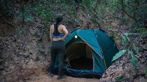 Solo Overnight Trip Survival Winter Camping In Rainforest Living