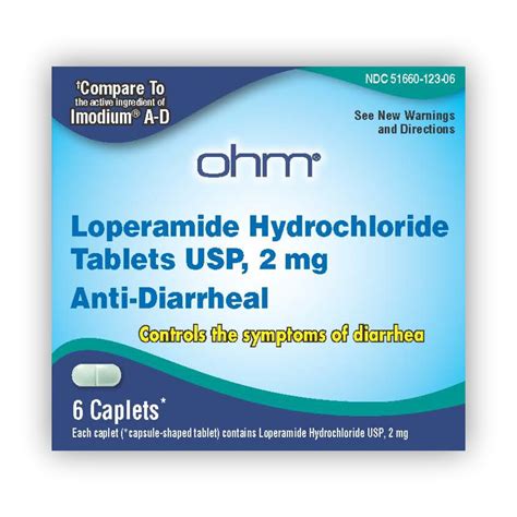 Ohm Loperamide Hydrochloride Tablets Usp 2mg 12 Caplets Nebex