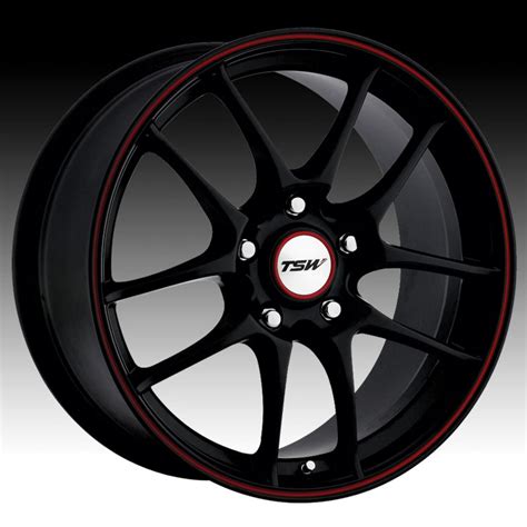 Tsw Trackstar 5 Matte Black With Red Stripe Custom Rims Wheels