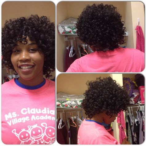This short length bob does the perfect job to blend in with your side shaved hair. Curly full sew in | Hair | Pinterest