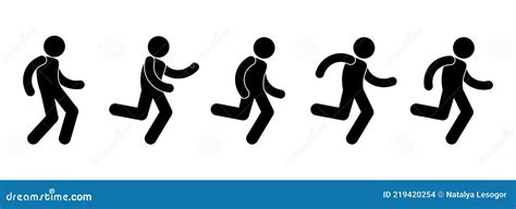 Stick Figure Man Runs Athlete Vector Illustration People Isolated