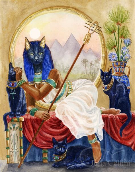 Bastet Cat Goddess Egyptian Art Print Watercolor Painting Etsy Australia
