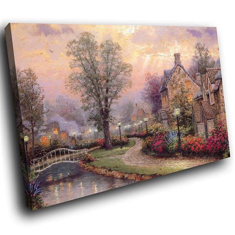 Sc412 Riveside House Paint Scenic Wall Art Picture Large Canvas Print