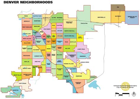 Denver Neighborhood Map Map Of Denver Neighborhoods Colorado Usa