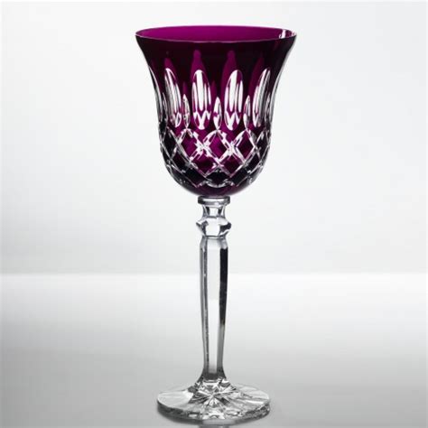 Bastille 24 Lead Crystal Purple Tall Goblet Wine Glasses Set Of 6
