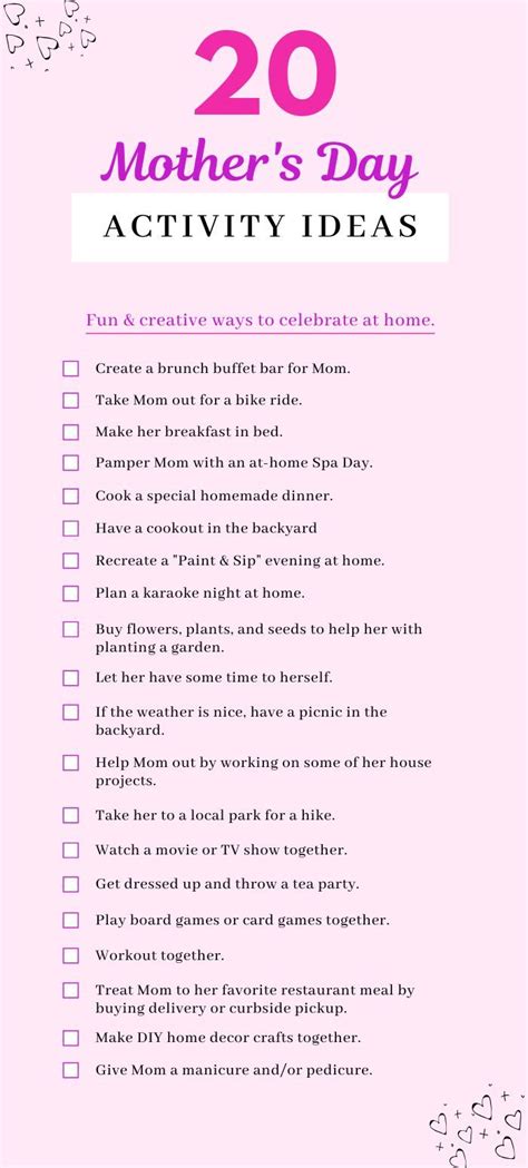 20 Fun Mothers Day Activities If Youre Celebrating At Home Mothers Day Activities Mothers