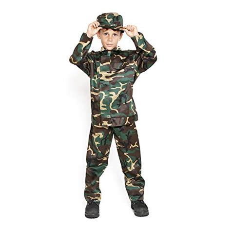 Kids Camouflage Army Military Soldier Costume Halloween Outfit Lwood M