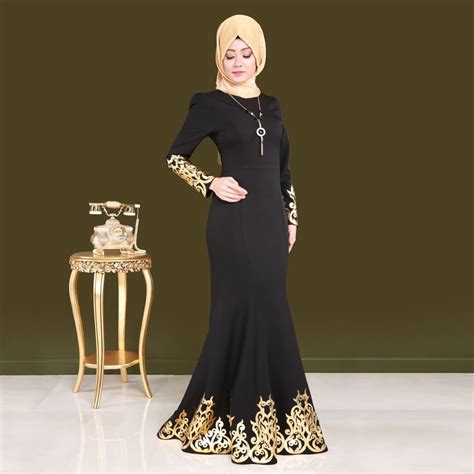 Elegant Black Muslim Dress Dubai Women Abaya Long Maxi Dress Casual