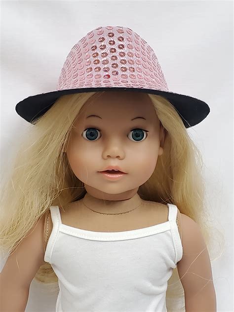 pink sequin fedora hat fits most 18 girl dolls 18 inch doll clothes