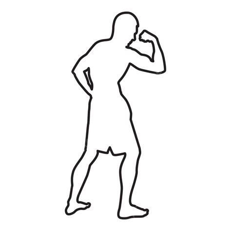 Silhouette Of Bodybuilder Flexing Biceps Hand Strength Lifestyle Vector