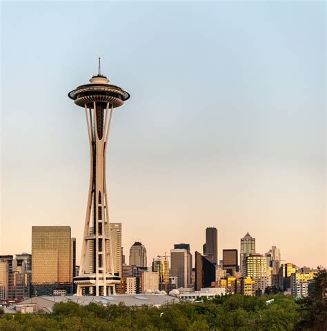 Cityscape Photo Of The Space Needle Observation Tower In Seattle