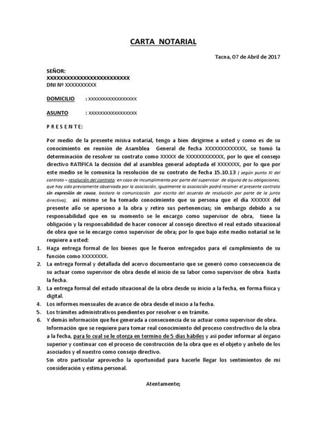 Carta Notarialentrega De Cargo Gobierno Política