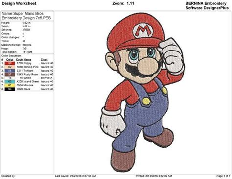 Super Mario Bros Embroidery Design Super Mario Bros
