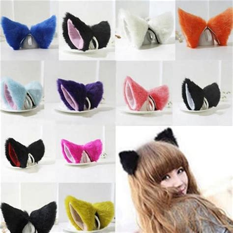 2 X Cat Ears Hair Clips Fancy Dress Costume Kawaii Headband Fur Cosplay Fi Fancy Dress