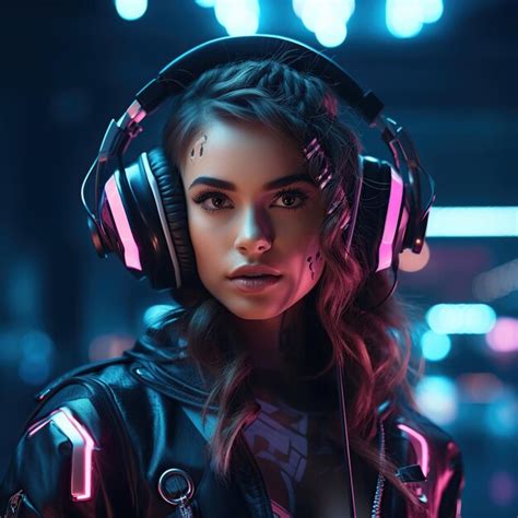 Premium Ai Image Cyberpunk Woman Portrait Futuristic Neon Style