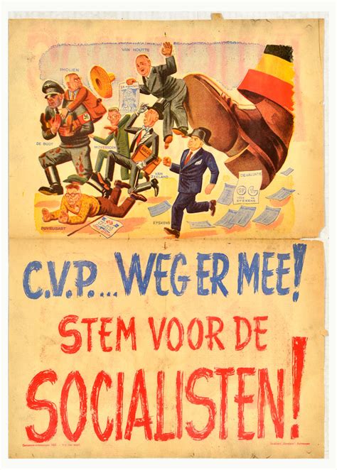 At Auction Propaganda Poster Socialist Cvp Christian People Party Belgium Elections