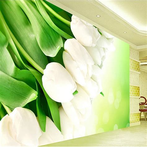 Youman Custom Murals 3d Stereoscopic Wallpaper Flower Wall Decor White