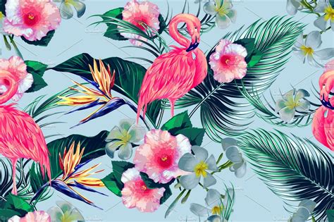 Tropical Flowersflamingos Pattern ~ Graphic Patterns ~ Creative Market