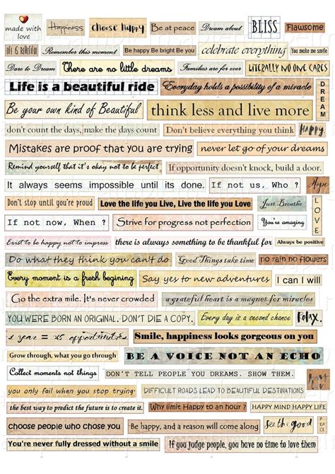 Printable Phrases Words Quotes Kit Digital Collage Sheet Inspirational