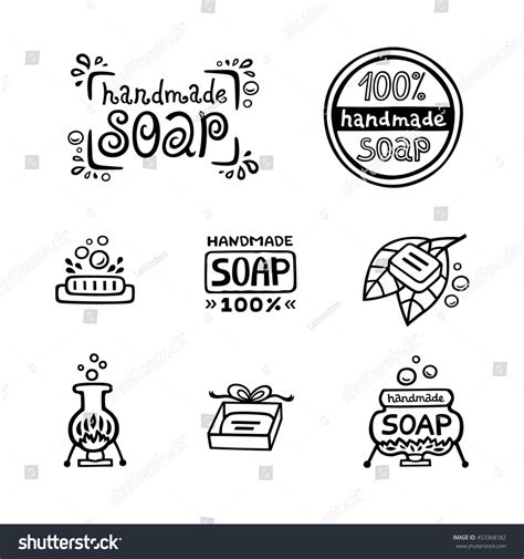 Hand Drawn Labels Handmade Soap Bars Stock Vector 453368182 Shutterstock
